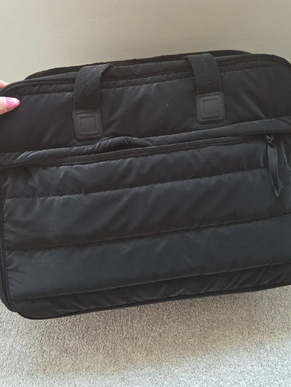 Black Quilted Duffel Tote Bag